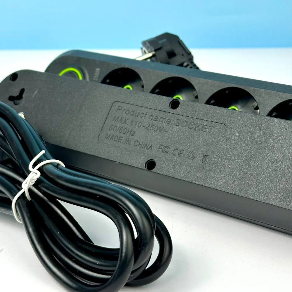 Сетевой фильтр удлинитель 5 евро-розеток 2500W 6 м черный