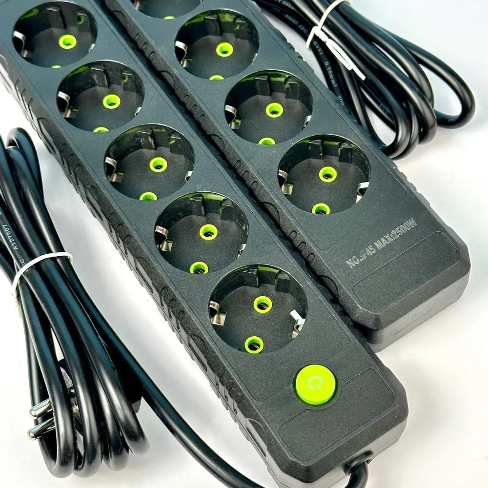 Сетевой фильтр удлинитель 5 евро-розеток 2500W 6 м черный