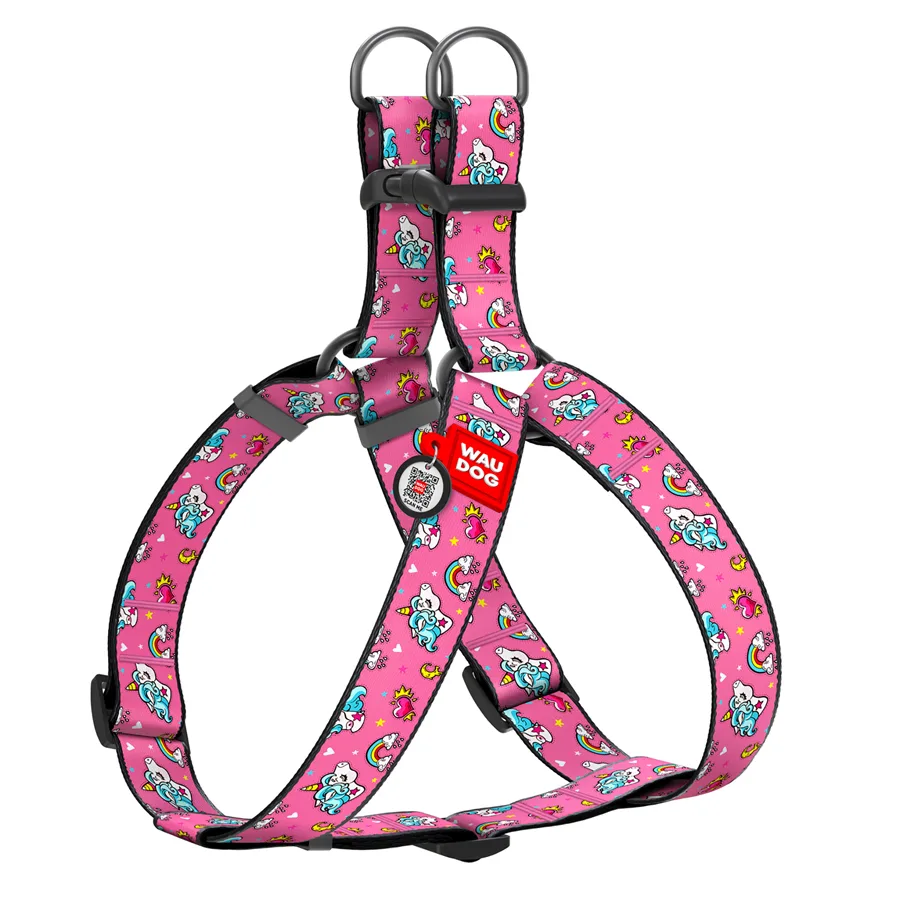 Шлейка WAUDOG Nylon XL 35 мм Нейлон Единороги 70-100 см