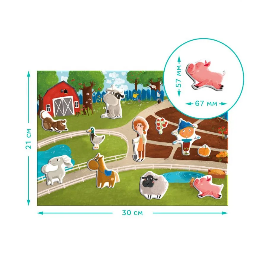 Розвиваюча магнітна гра DoDo Toys магнітна ферма 21,5х31,5 см 44 магніти