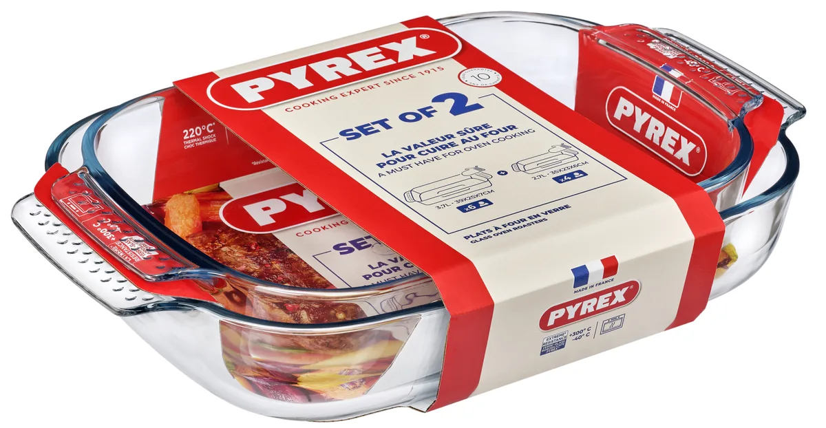 Набір форм для запікання Pyrex боросилікатне скло 38х25 см 34х22 см