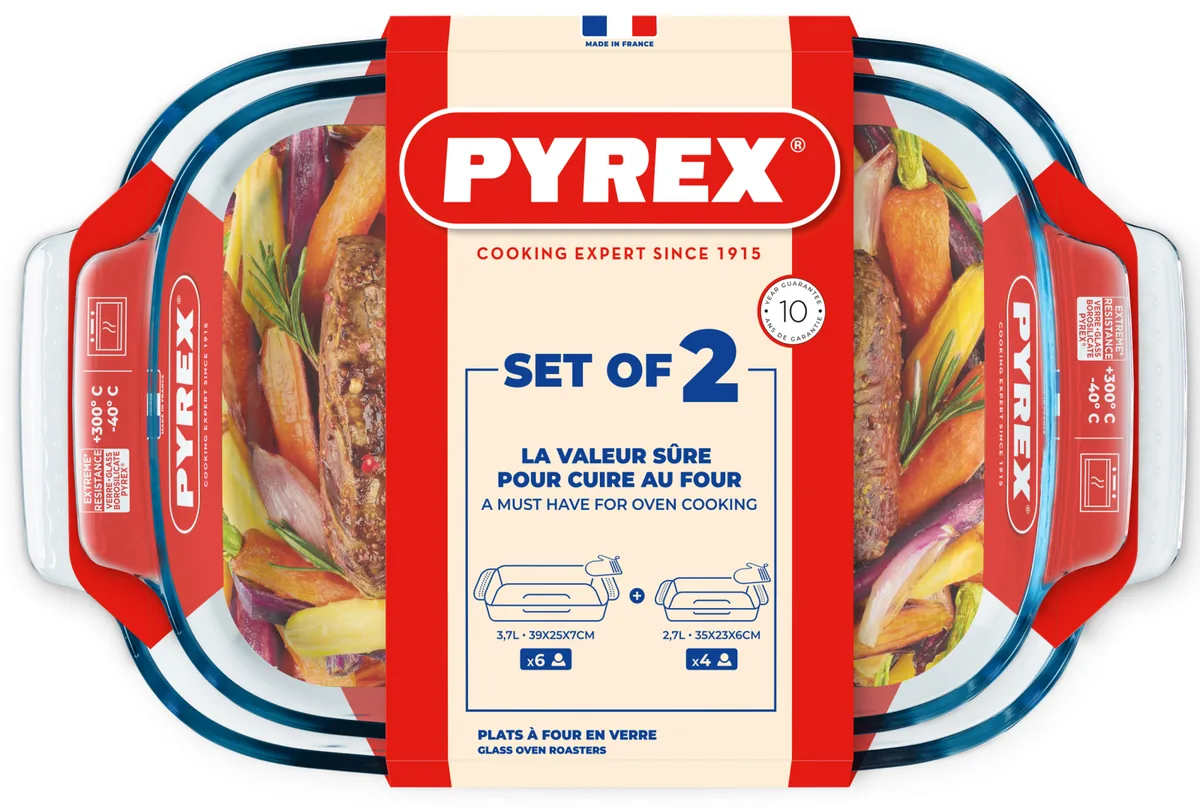 Набір форм для запікання Pyrex боросилікатне скло 38х25 см 34х22 см
