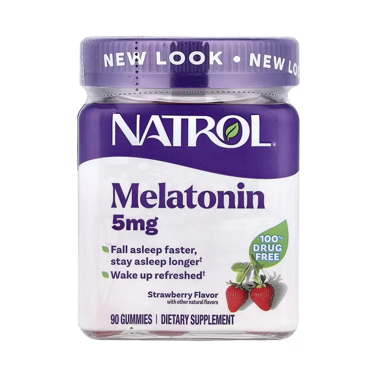 Мелатонін 5 мг NATROL жувальні цукерки 90 шт Полуниця без желатину