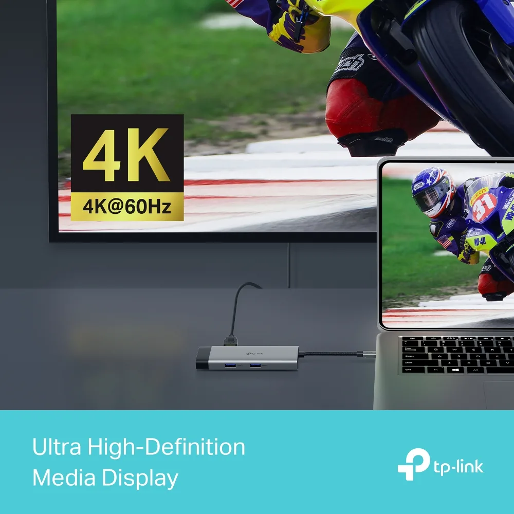 Хаб USB TP-Link 4 порти USB 3.0 HDMI RJ-45 чорний