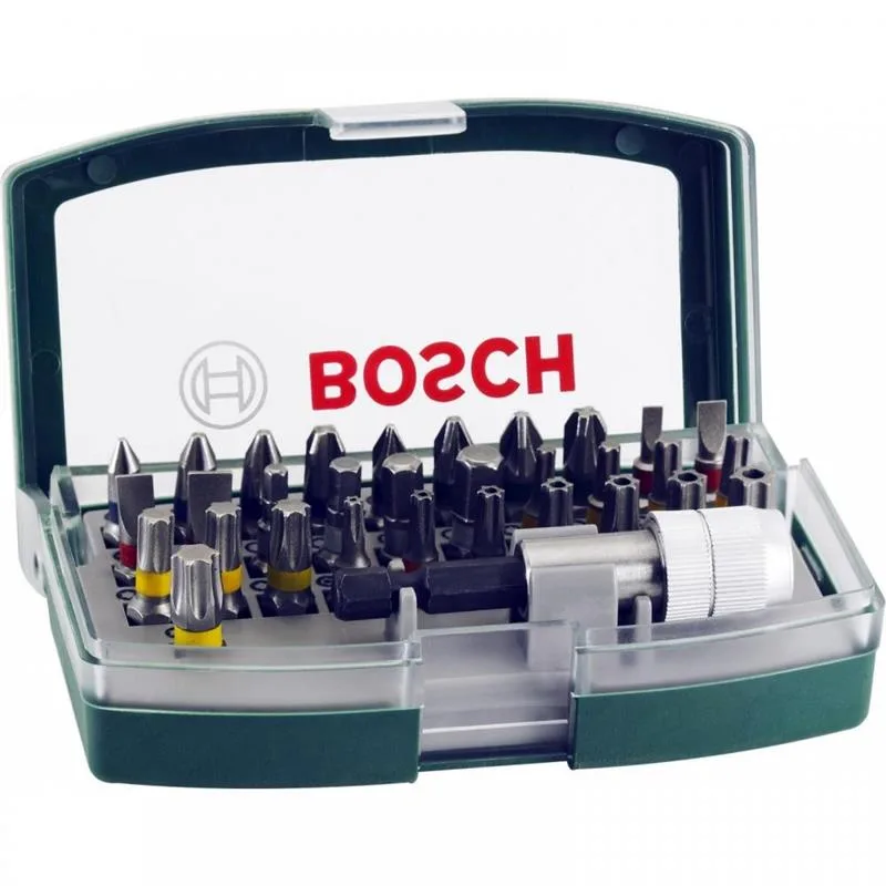 Бітотримач Bosch Professional з магнітним кріпленням, SL, PH, PZ, H, T, TT, 25 мм, у комплекті з кейсом, набір 32 шт.