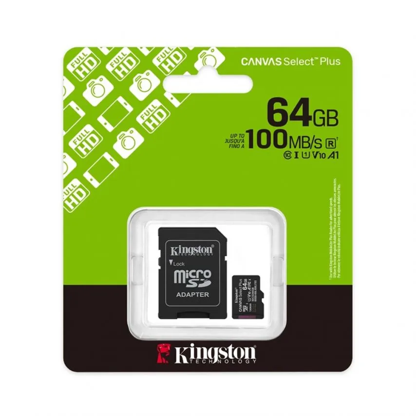 Карта пам'яті Kingston MicroSDXC 64Гб Class 10 UHS-I з адаптером