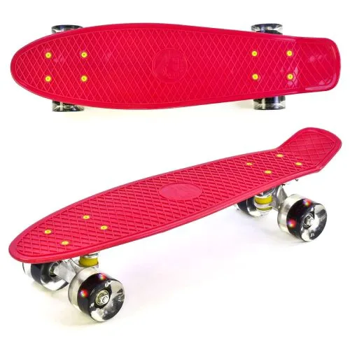 Пенні Борд рожевий з підсвіткою PU колеса 55 см до 70 кг