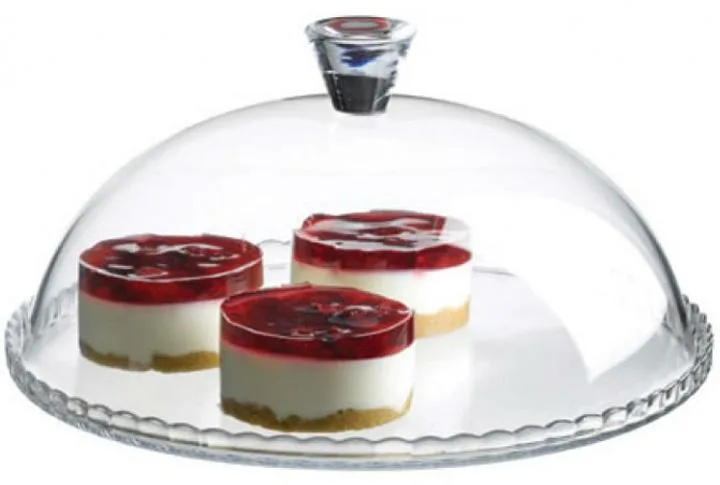 Блюдо Patisserie Pasabahce скло Ø32 см прозоре з кришкою-колпаком