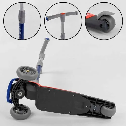 Трехколесный самокат Best Scooter Красный складной алюминиевый руль для детей со светящимися колесами