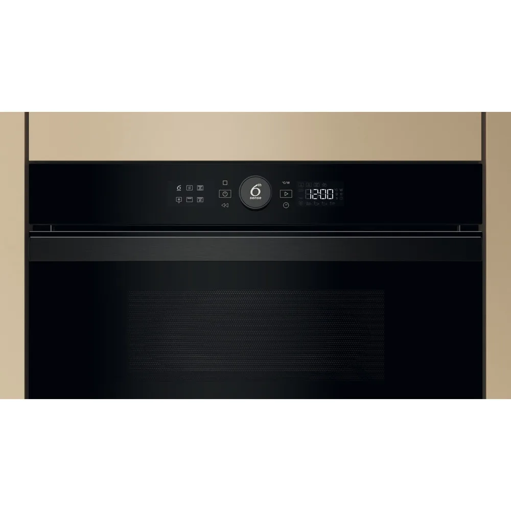 Вбудована мікрохвильова піч Whirlpool, 31 л, електронне управління, 1000 Вт, гриль, чорний дисплей.