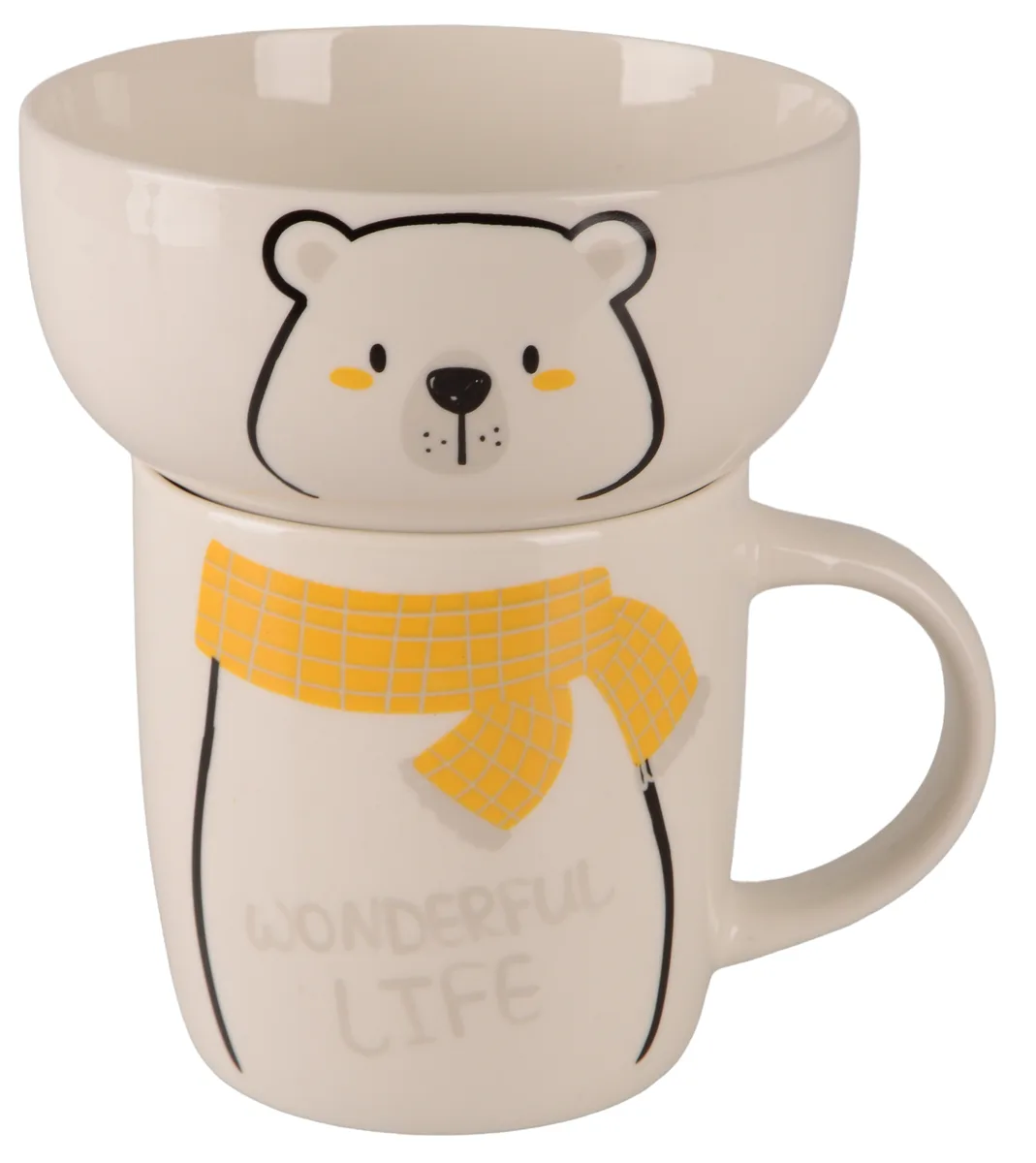 Набор для завтрака Happy Bear, фарфор, 2 предмета, 340 мл, 350 мл.