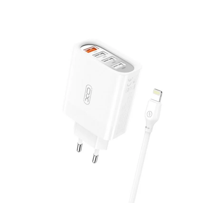 Сетевое зарядное устройство XO ABS 95х52х28 мм Белый 4USB Quick Charge 3.0