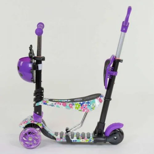 Самокат для детей Best Scooter 5в1 с сидением и светящимися PU колесами для прогулок и развлечений.