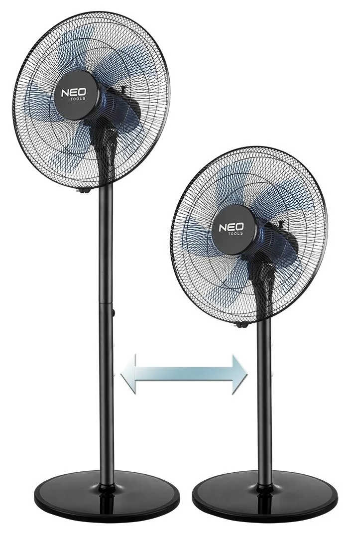 Підлоговий вентилятор Neo Tools NT01, професійний, 40 см, 50 Вт, кругла основа, мідний двигун 100%, чорний.