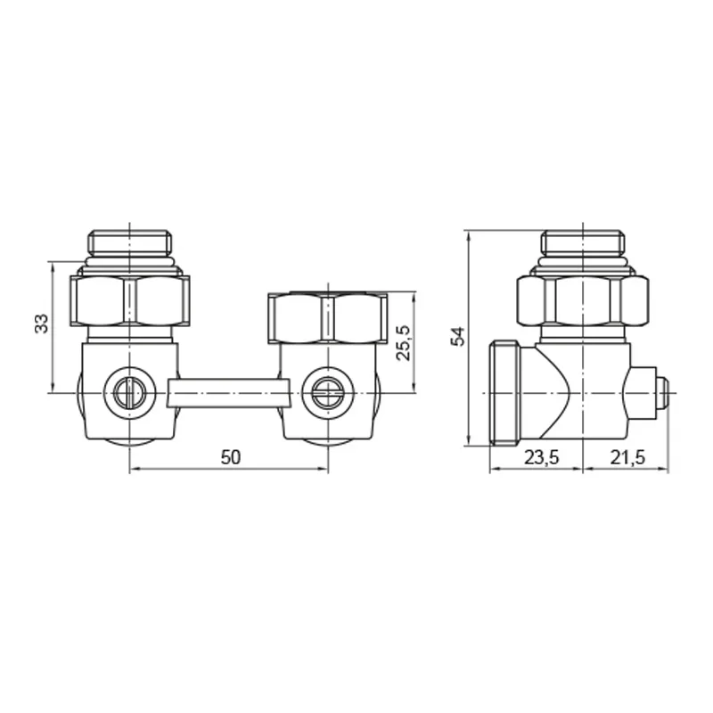 Узел нижнего подключения радиатора угловой Koer латунь 3/4"x1/2" стальной