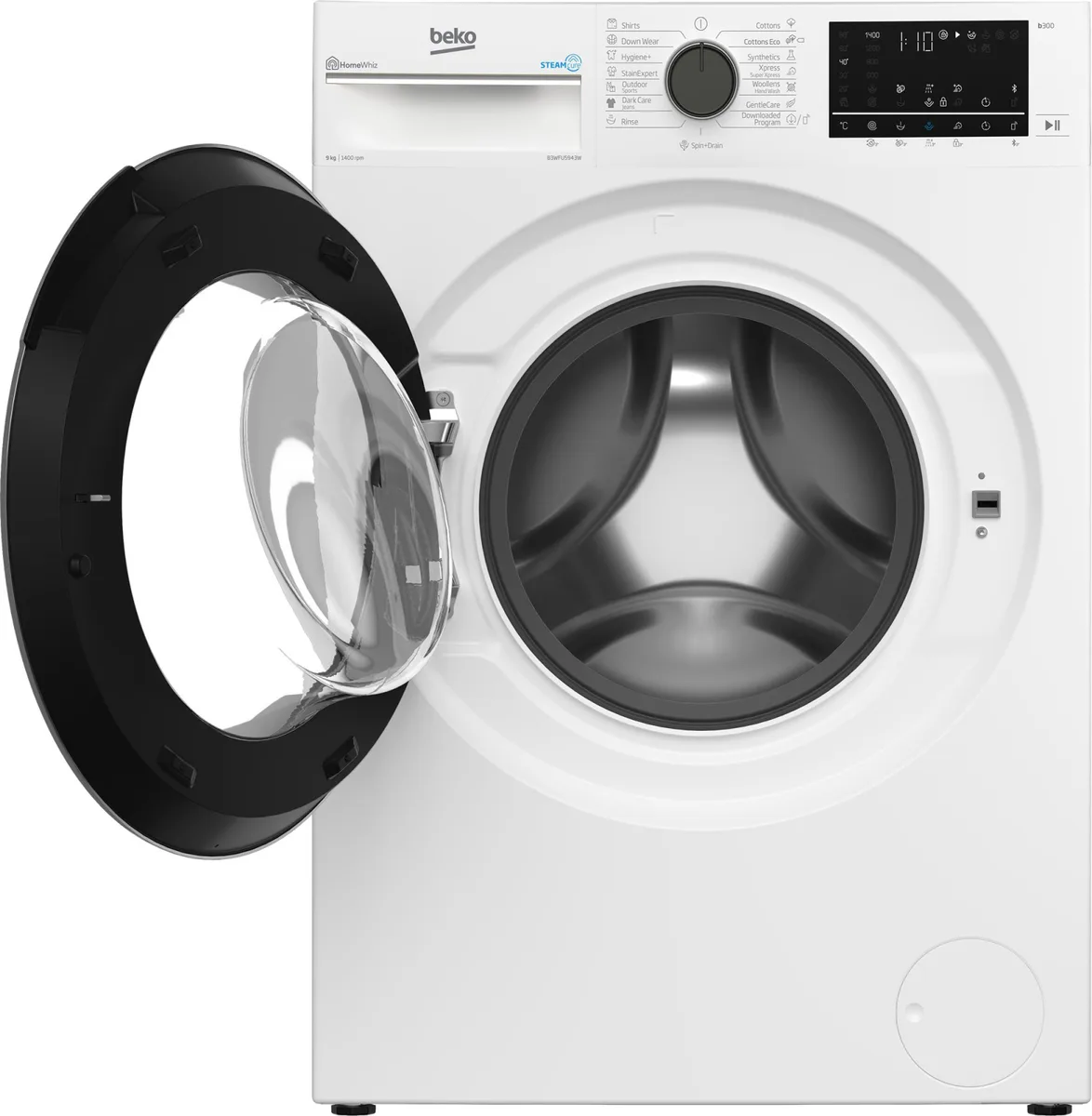 Пральна машина Beko фронтального завантаження, 9 кг, 1400 об/хв, клас енергоефективності A+++, 55 см, з дисплеєм, функцією SMART,