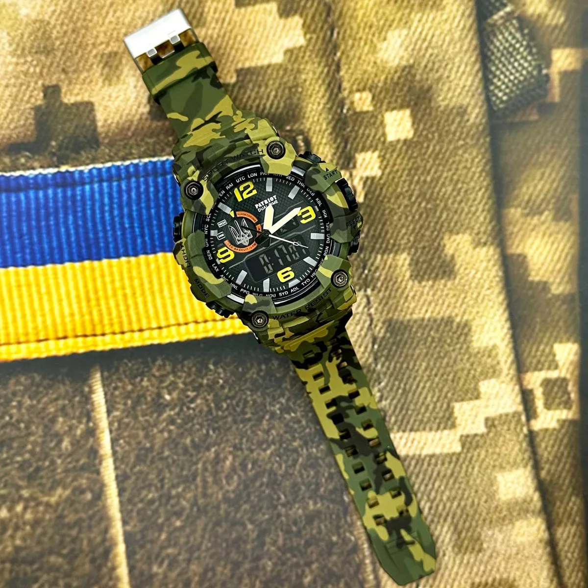 Годинники Patriot полімер срібло зелені камуфляж