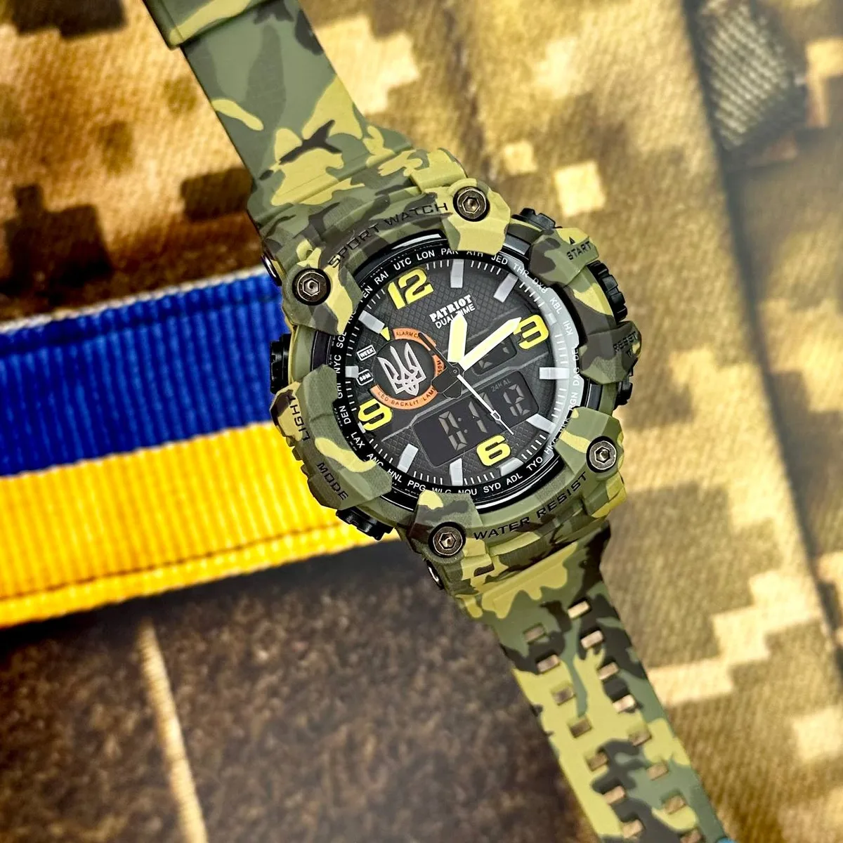 Годинники Patriot полімер срібло зелені камуфляж