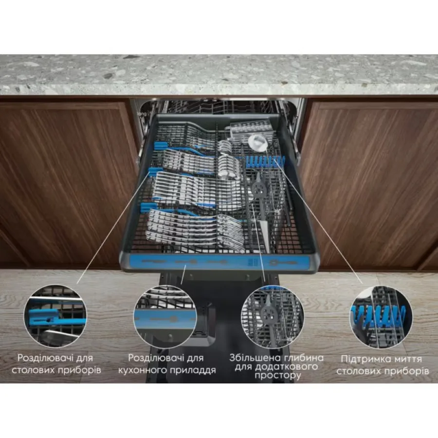 Встраиваемая посудомоечная машина Electrolux, 14 комплектов, класс D, 60 см, с дисплеем, инверторным двигателем и третьей корзиной, черного цвета