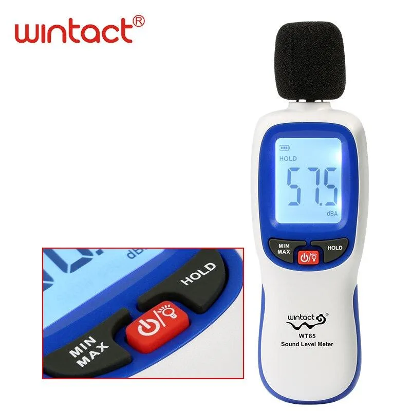 Цифровий шумомір WINTACT WT85 30-130 дБ 4,5 см Чорний