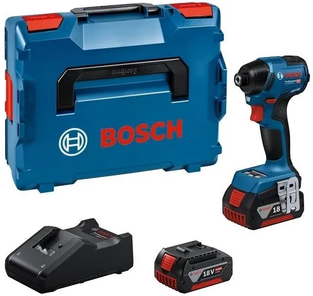 Акумуляторний ударний гайковерт Bosch Professional GDR 18V-220 C, 18В, 2х5А·год, 215Нм, 0-3400об/хв, 1кг, з Bluetooth.