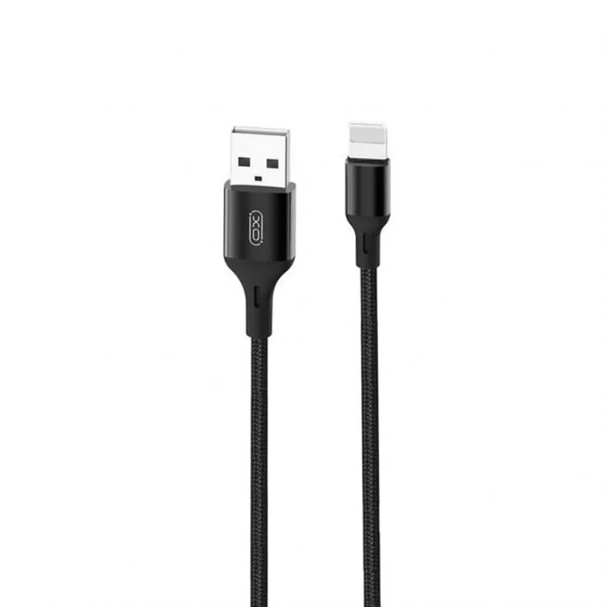 Кабель USB XO тканинний Lightning 2м чорний 2.1А