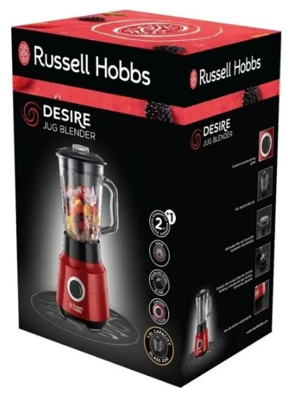 Стаціонарний блендер Russell Hobbs 650 Вт скляний 1,5 л червоний
