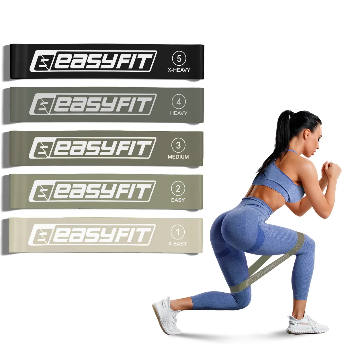 Резинки для фітнесу EasyFit латекс 5 шт 60 см кольорові