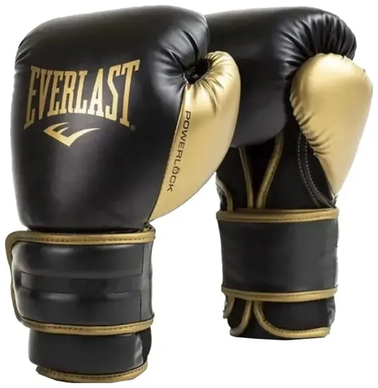 Боксерські рукавиці Everlast 14 унцій поліуретан чорний золотий