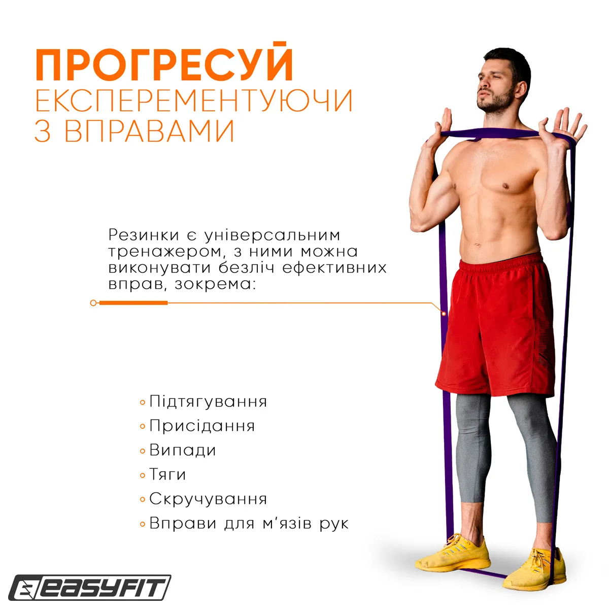 Резинова петля EasyFit 15-45 кг 2080х32х4,5 мм Фіолетова