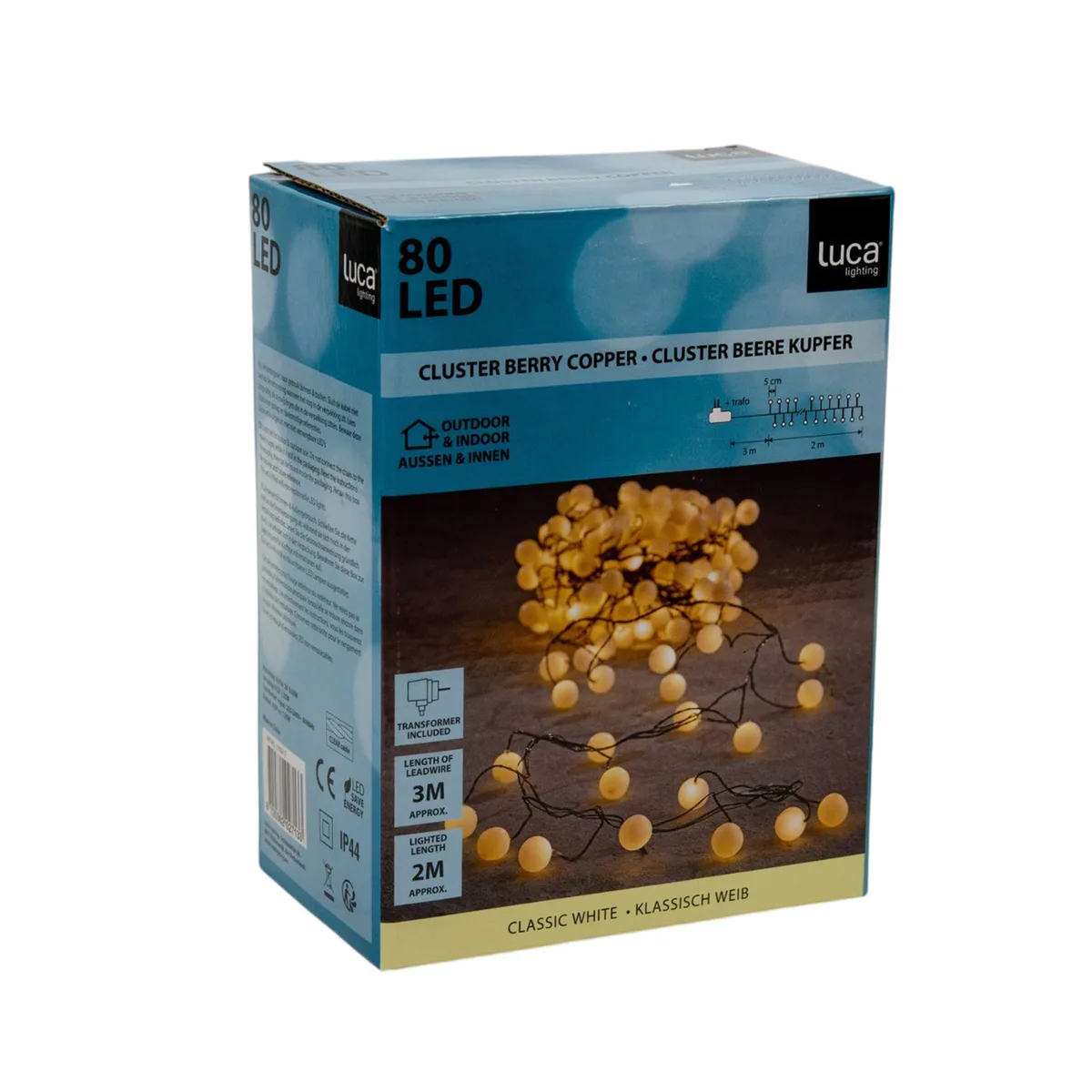 Гирлянда-кластер Luca Lighting 80 LED 5 м зеленая струна теплый белый
