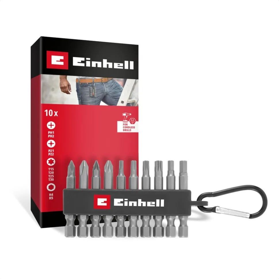 Набір біт ударних Einhell S2 50мм 10шт з карабіном