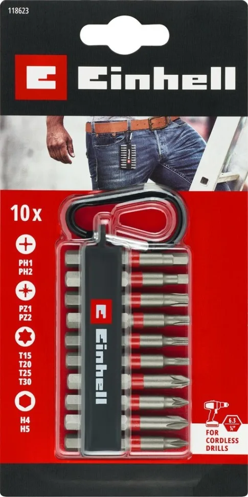 Набір біт ударних Einhell S2 50мм 10шт з карабіном