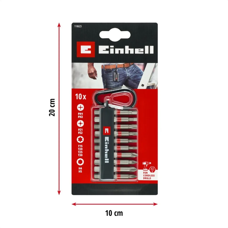 Набір біт ударних Einhell S2 50мм 10шт з карабіном