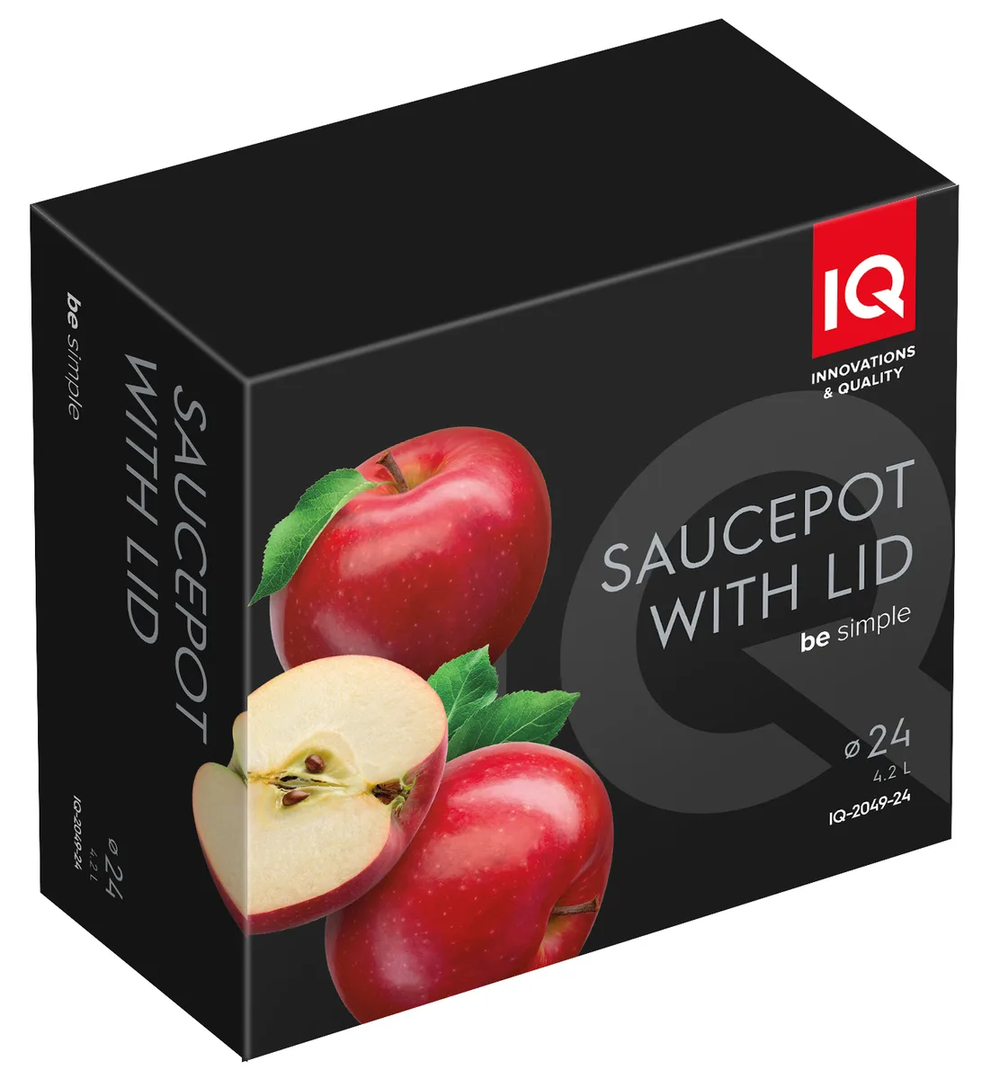 Каструля IQ литий алюміній 4,2 л 24 см чорна