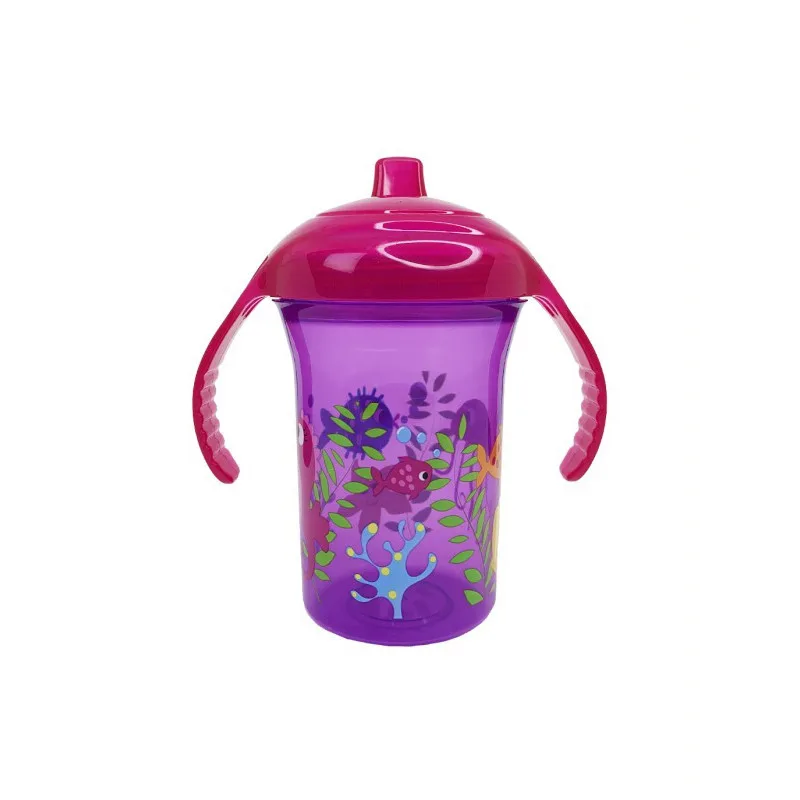 Пляшка пластиковая Mega Zayka 250 мл Violet з ручками для дітей від 6 місяців+