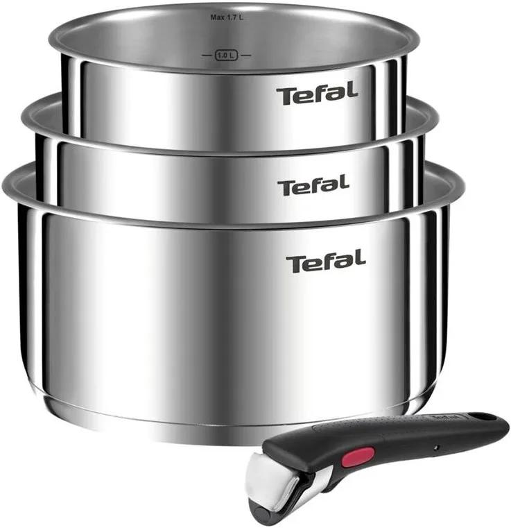 Набір cookware Tefal Ingenio Emotion, знімна ручка, 4 предмети, нержавіюча сталь, бакеліт.