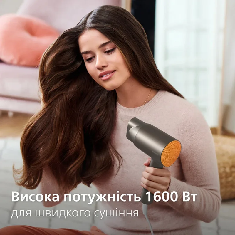 Фен Philips компактный 1600 Вт 2 скорости 2 температуры серый