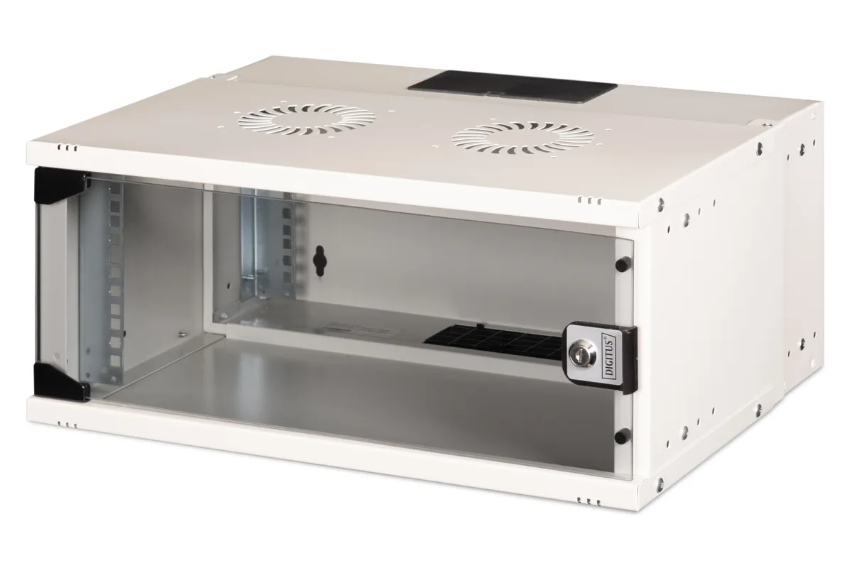 Шкаф DIGITUS 19", 4U, SOHO PRO, стеклянные двери, 540x400 мм, максимальная нагрузка 60 кг, серый.