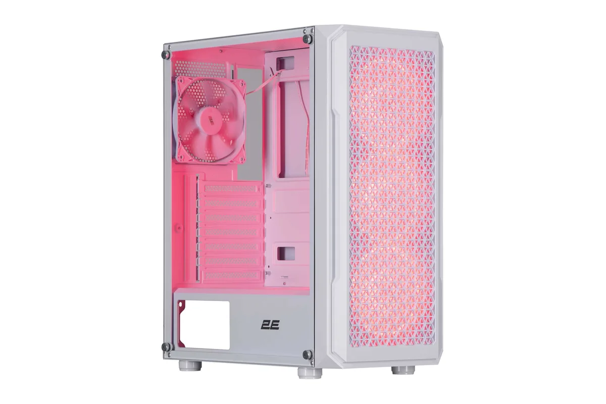 Корпус 2E GAMING Hexagon G338W без БЖ 2xUSB3.0, 1xUSBType-C, 3x120мм ARGB, 1x120мм, VGA 330мм, LCS ready, HUB, TG Side Panel, ATX, білий