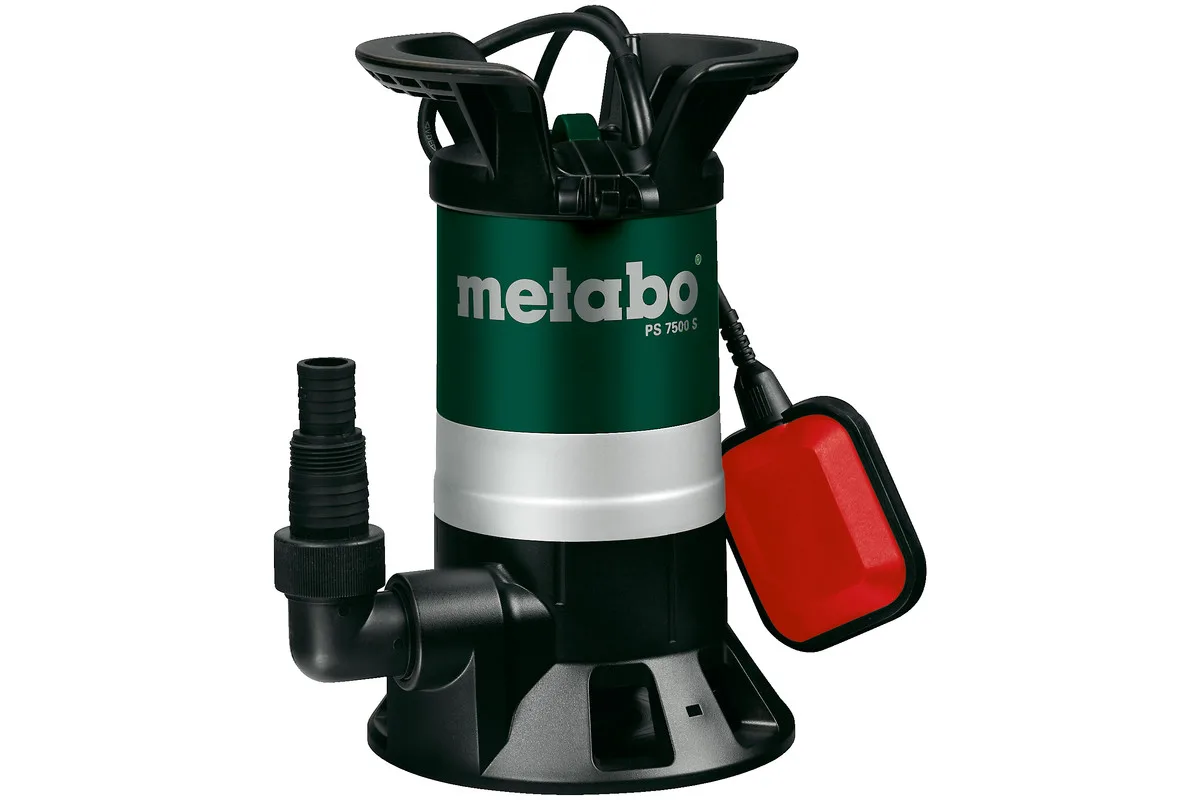 Дренажний насос для забрудненої води Metabo PS 7500 S, 450 Вт, продуктивність 7.5 куб. м/год, максимальна висота підйому 5 м, глиб