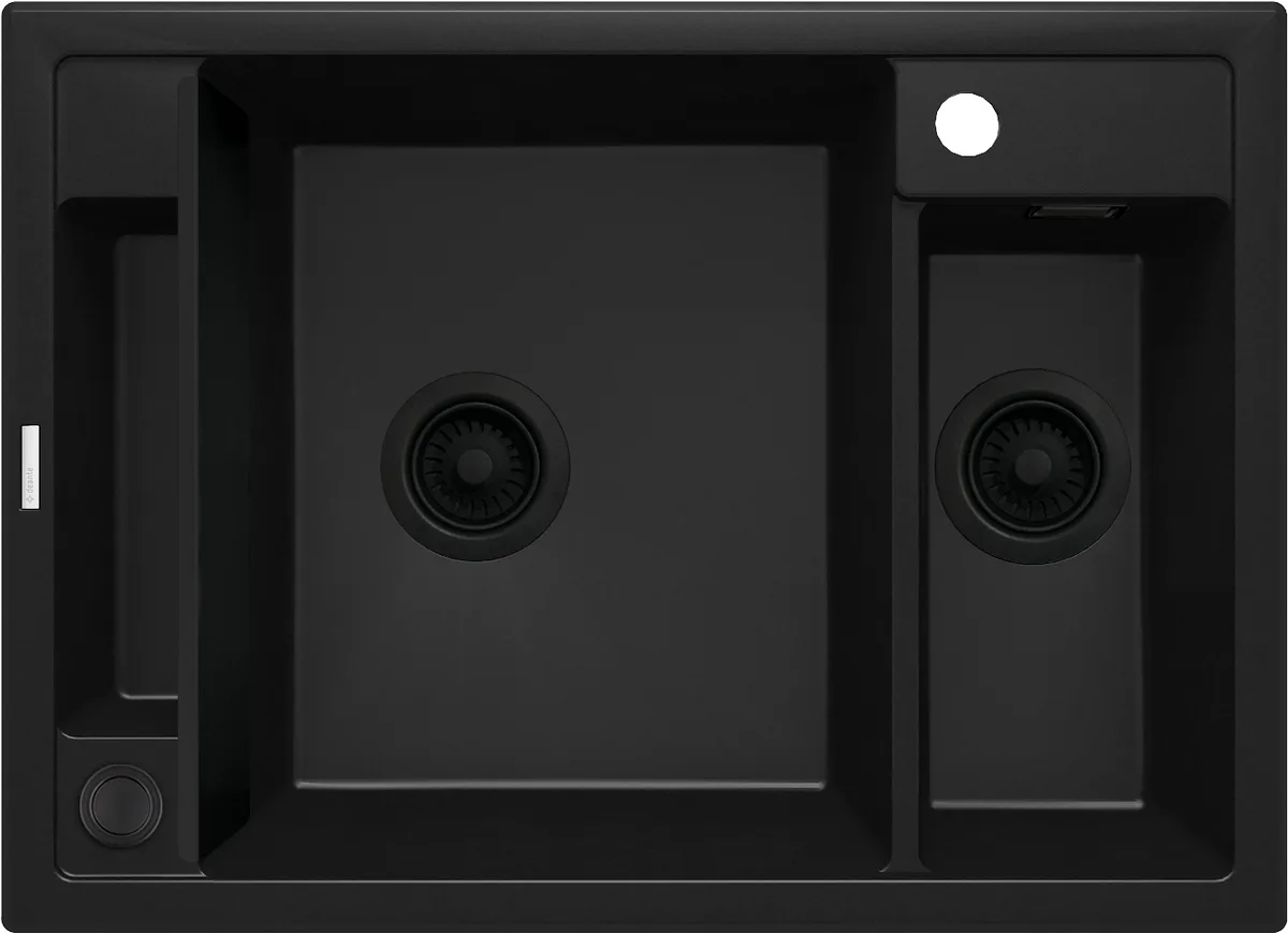 Кухонна мийка Deante Magnetic, гранітна, прямокутна, без бічного крила, розміри 690х500х219мм, одна чаша 1.5, накладна, чорного ко