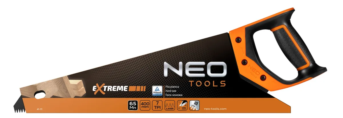 Пила для дерева Neo Tools Extreme, 400 мм, 7TPI, з покриттям PTFE.