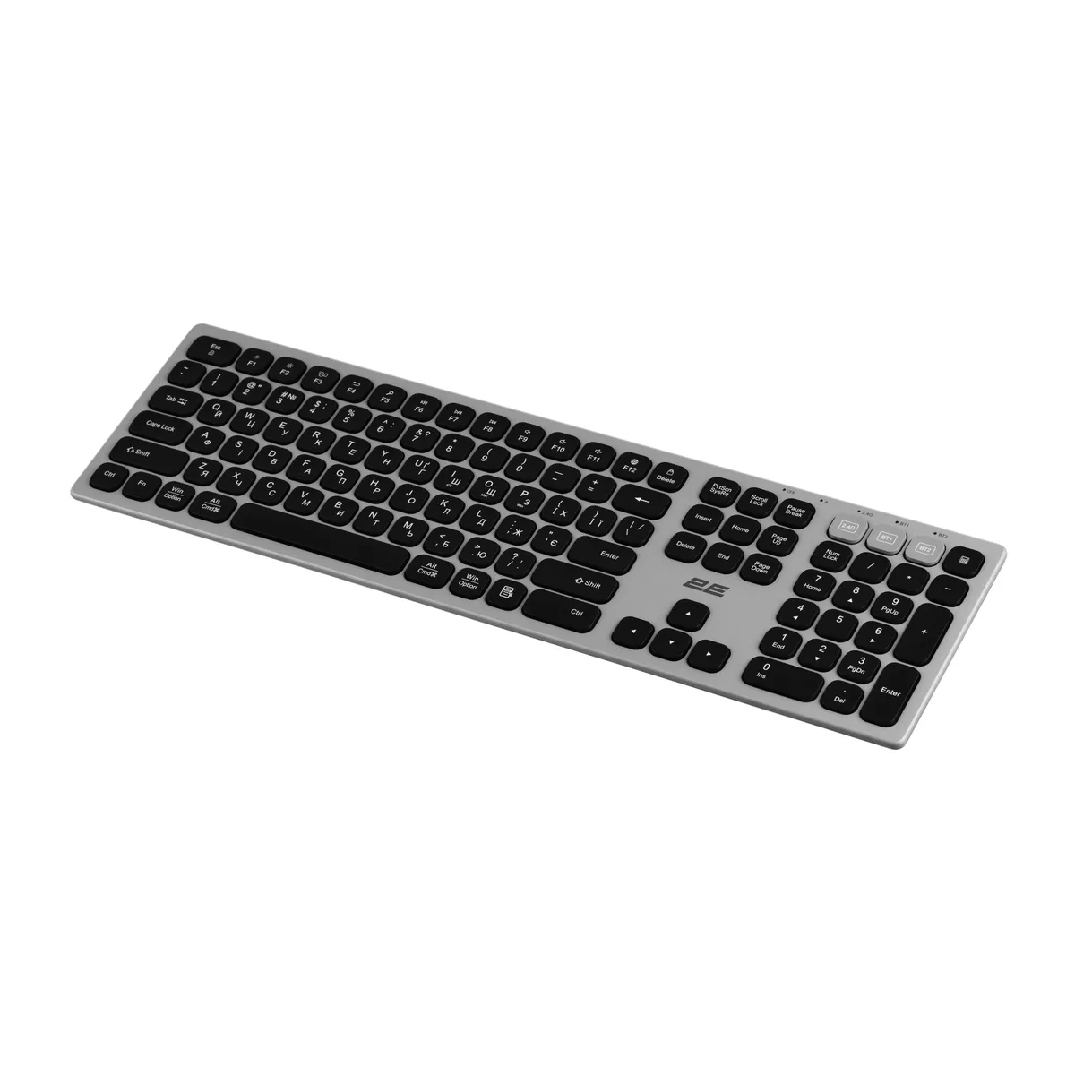 Клавіатура ножнична 2E KS270 109key, WL/BT, EN/UK, сіро-чорний