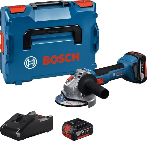 Акумуляторна кутова шліфмашина Bosch Professional GWS 18V-8, 125 мм, 18 В, 2 x 5 А·год, 0-11000 об/хв, вага 1.7 кг, комплект у кей