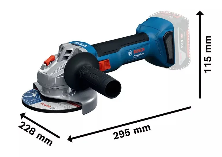 Аккумуляторная угловая шлифмашина Bosch Professional GWS 18V-8, 125 мм, 18 В, 2 x 5 Ач, 0-11000 об/мин, вес 17 кг, комплект в кейсе GAL