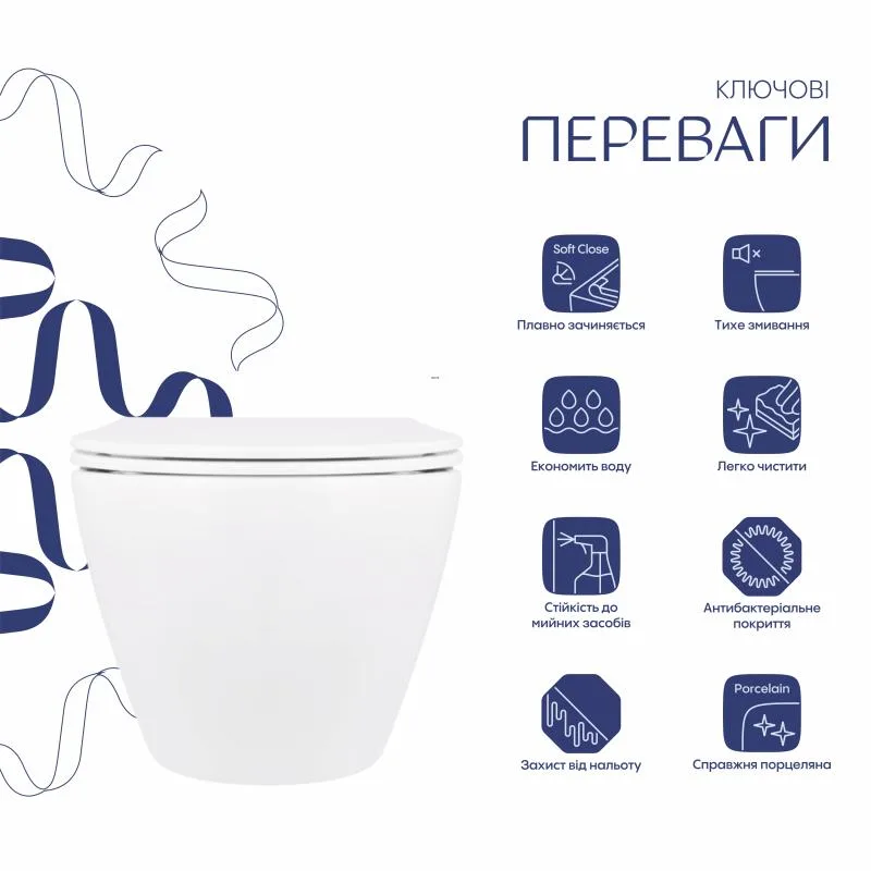 Унитаз подвесной безободковый Rimless Qtap Jay 520x360x320 мм керамика белый
