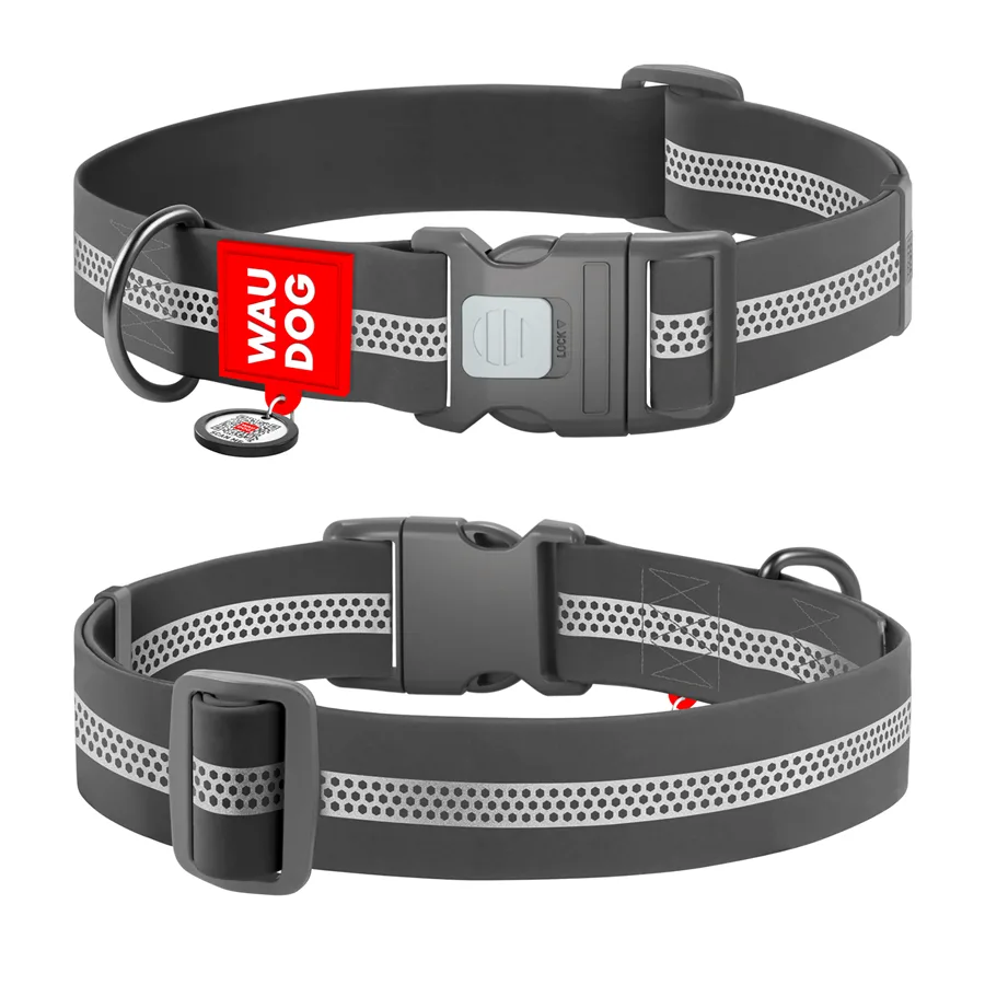 Нашийник WAUDOG Waterproof XXL 46-70 см Collartex сірий з QR паспортом