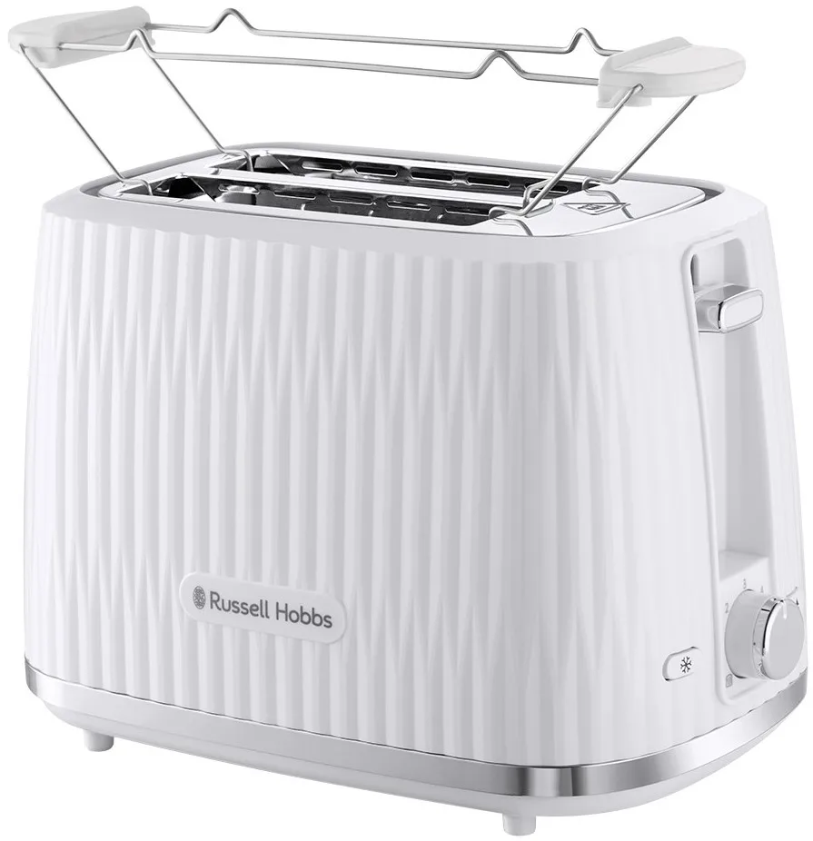 Тостер Russell Hobbs Eden 800 Вт, пластиковий, функції підігріву та розморожування, білий.