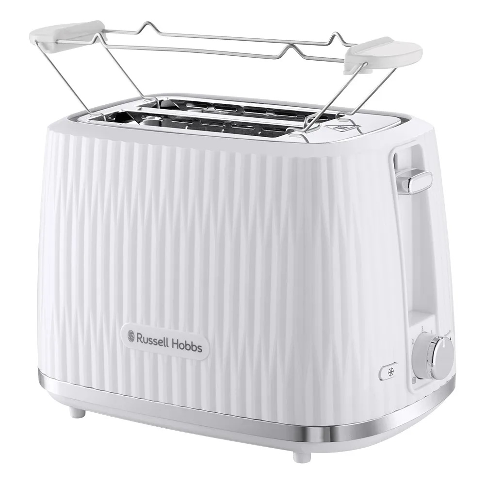 Тостер Russell Hobbs Eden 800 Вт, пластиковий, функції підігріву та розморожування, білий.
